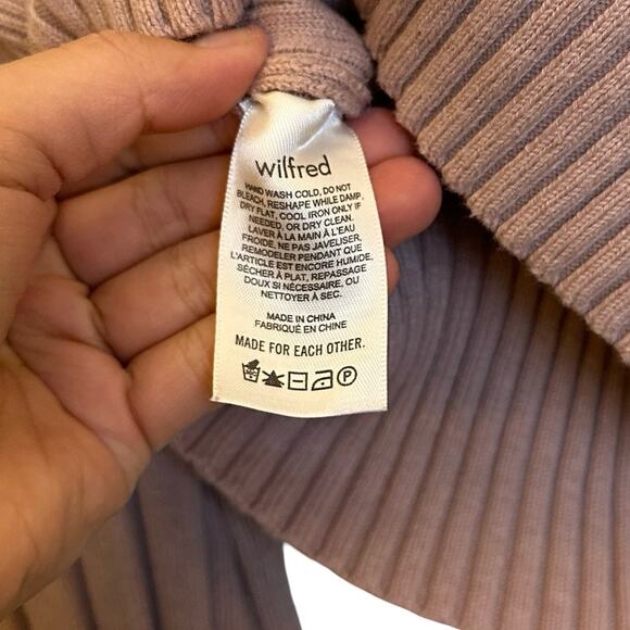 Aritzia Wilfred Plunge Front Cardigan Wool Cotton V-neck Crop Fitted Pleated S - Picture 9 of 10